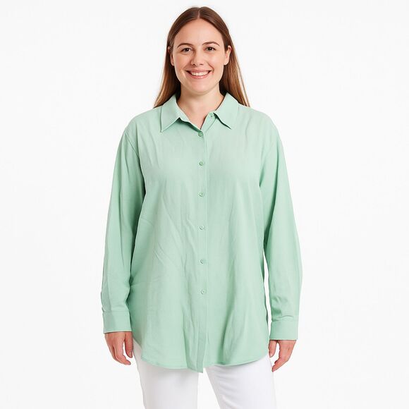 Soft Surroundings Tops - Soft Surroundings Teal Tencel Button Down Tunic Oval Buttons Style 10320 Size L
